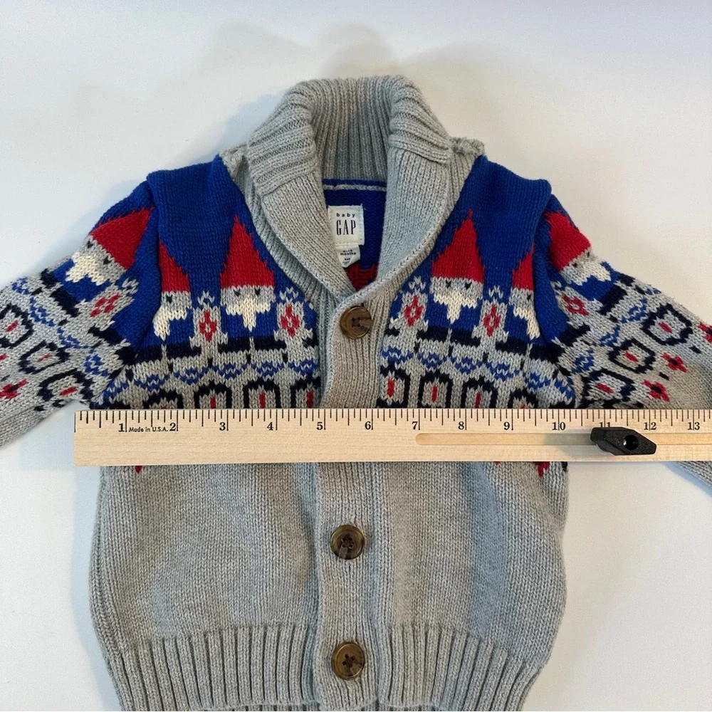 Baby GAP 6-12 months Gnome Winter Cardigan Shawl Knit Button Sweater Unisex Boys